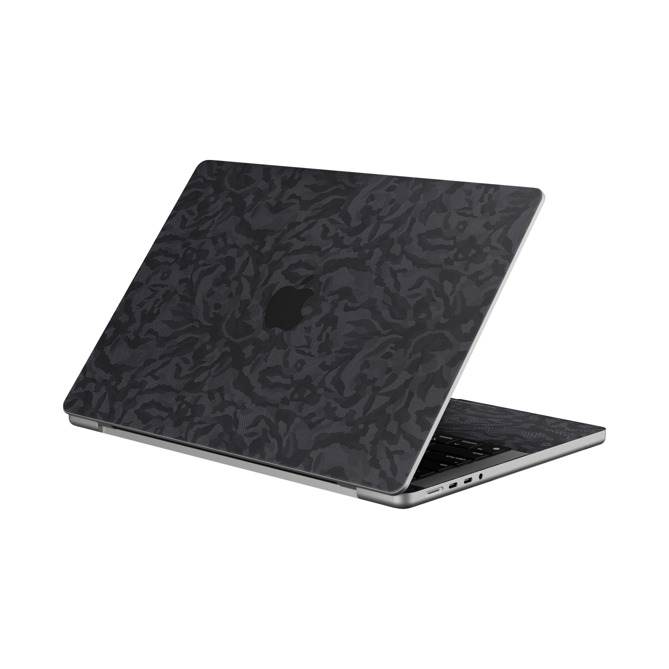 Macbook Pro 14 M5 2025 Angled top and inside Black Camo