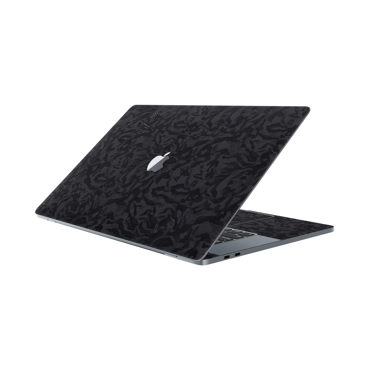 Macbook Pro 16 2019 Angled top and inside Black Camo