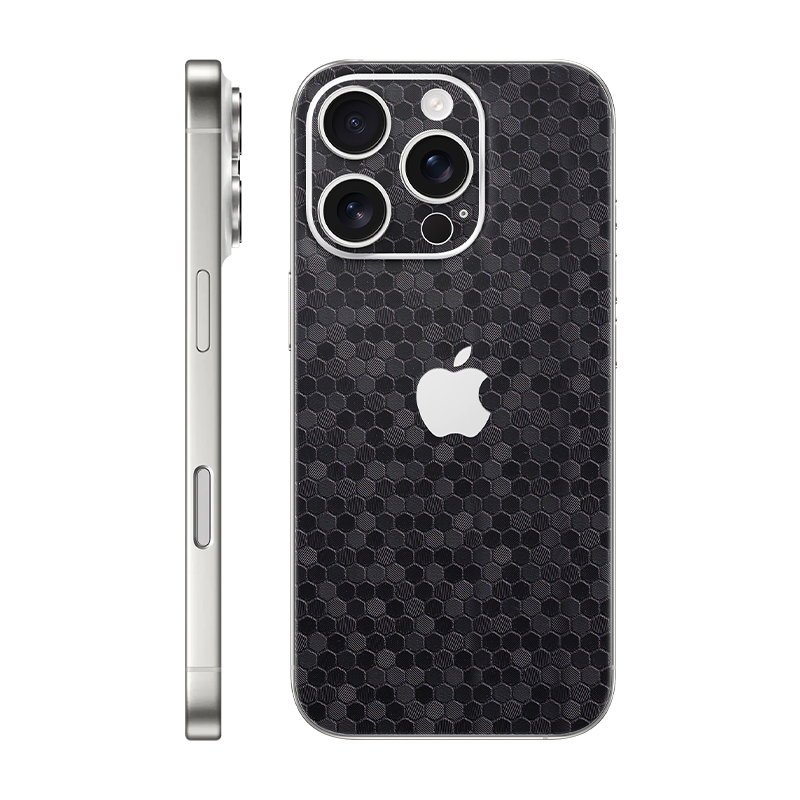 iPhone 16 pro back only With Logo black honeycomb