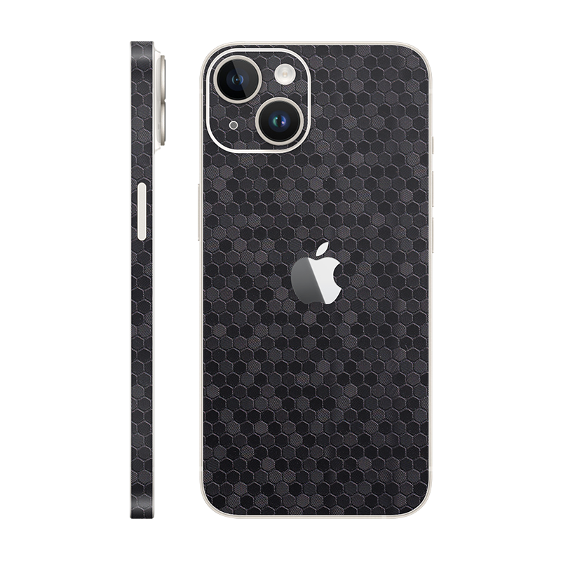 iPhone 14 back + frame With Logo black honeycomb