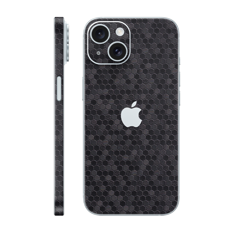 iPhone 15 back + frame With Logo black honeycomb