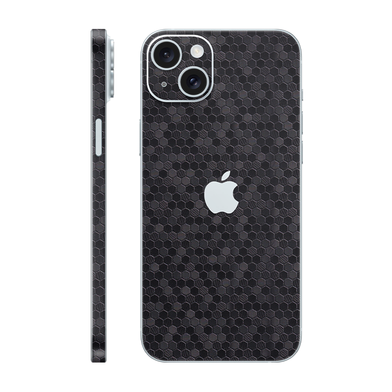 iPhone 15 plus back + frame With Logo black honeycomb