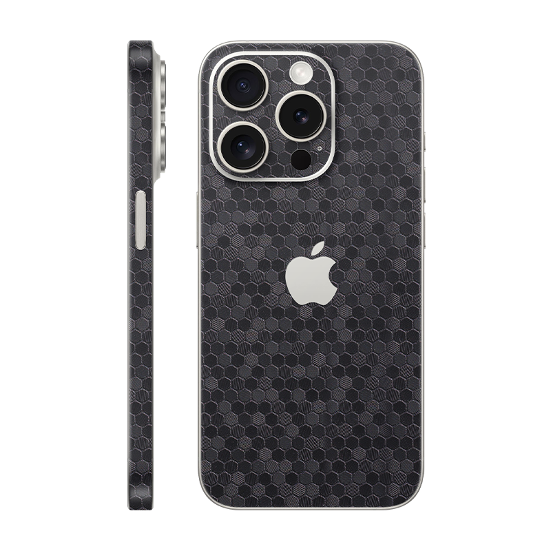 iPhone 15 Pro back + frame With Logo Black Honeycomb