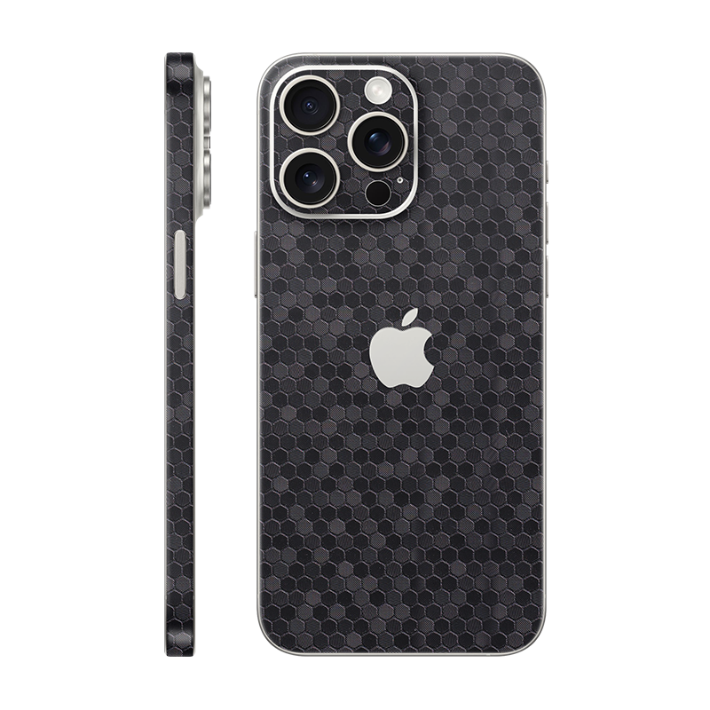 iPhone 15 Pro max back + frame With Logo Black honeycomb