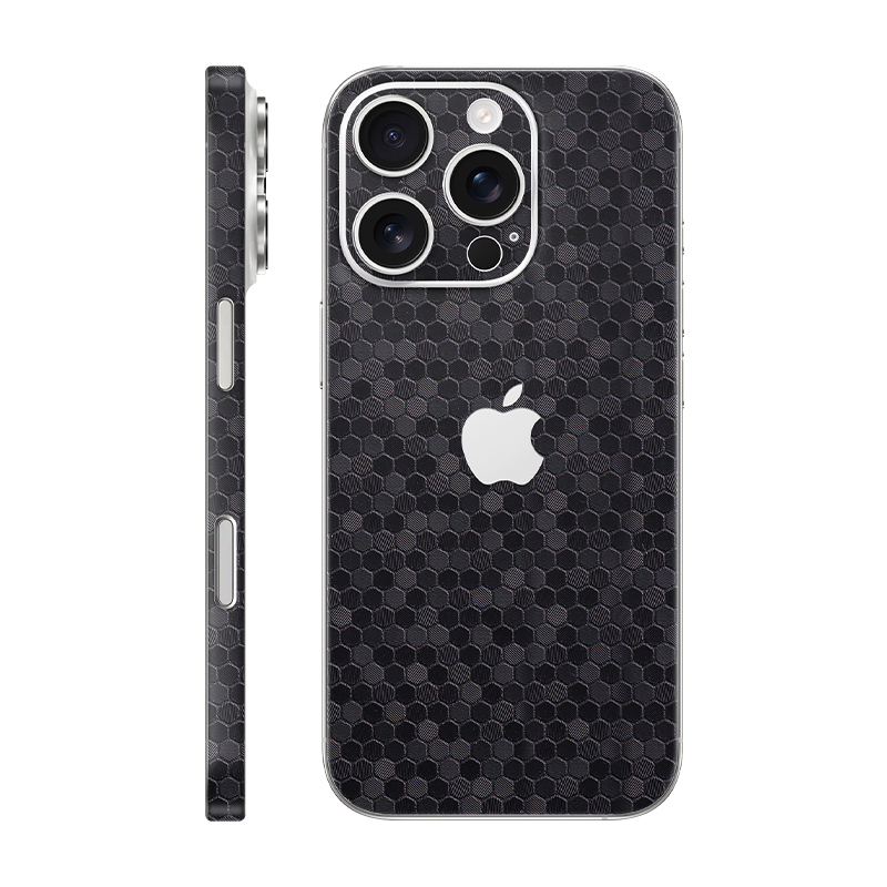 iPhone 16 pro back + frame With Logo black honeycomb