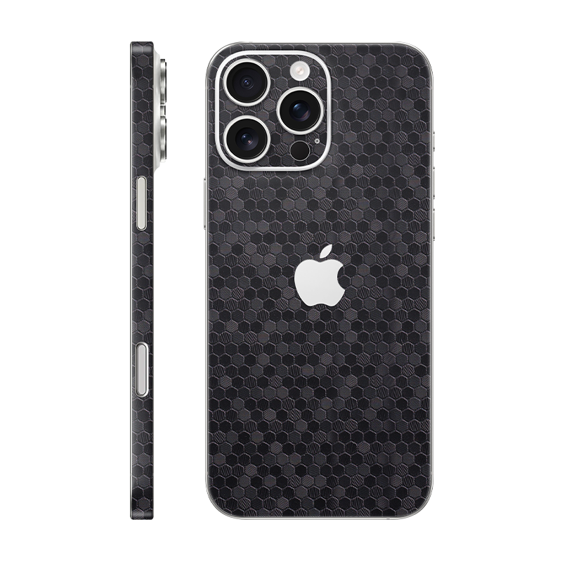 iPhone 16 pro max back + frame With Logo black honeycomb