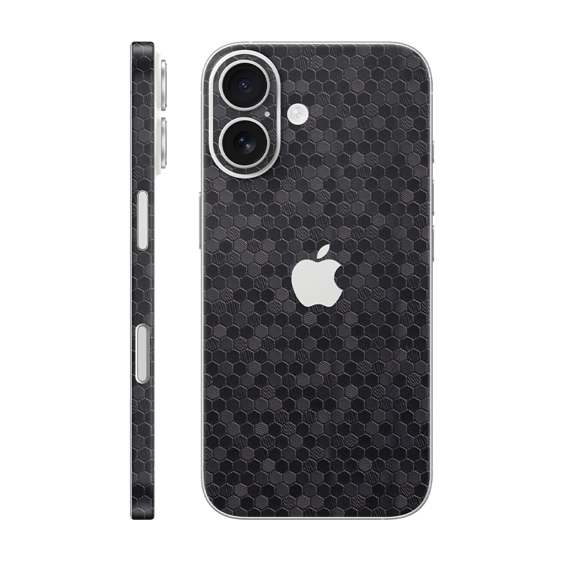 iPhone 16 back + frame With Logo black honeycomb