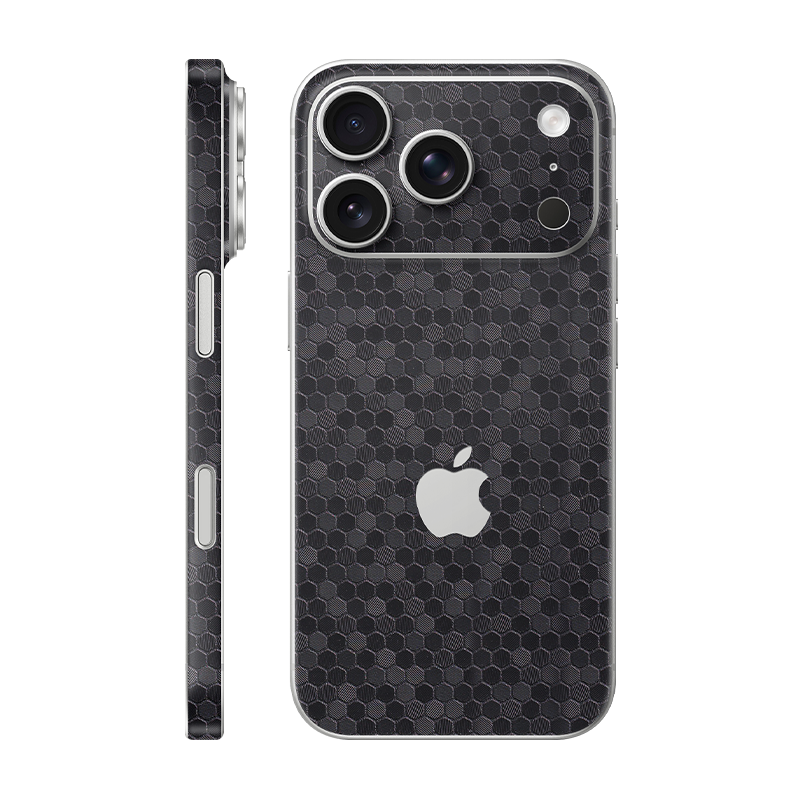 iPhone 17 Pro back + frame With Logo Black Honeycomb
