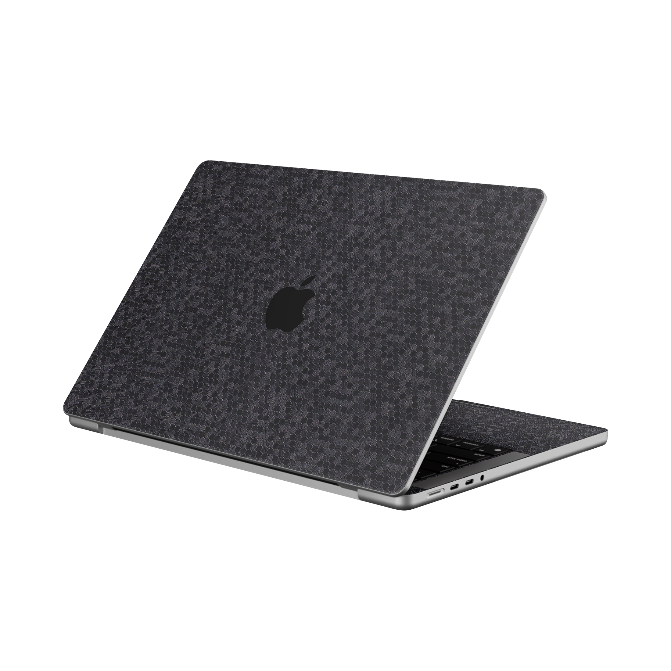 Macbook Pro 14 M5 2025 Angled top and inside Black Honeycomb