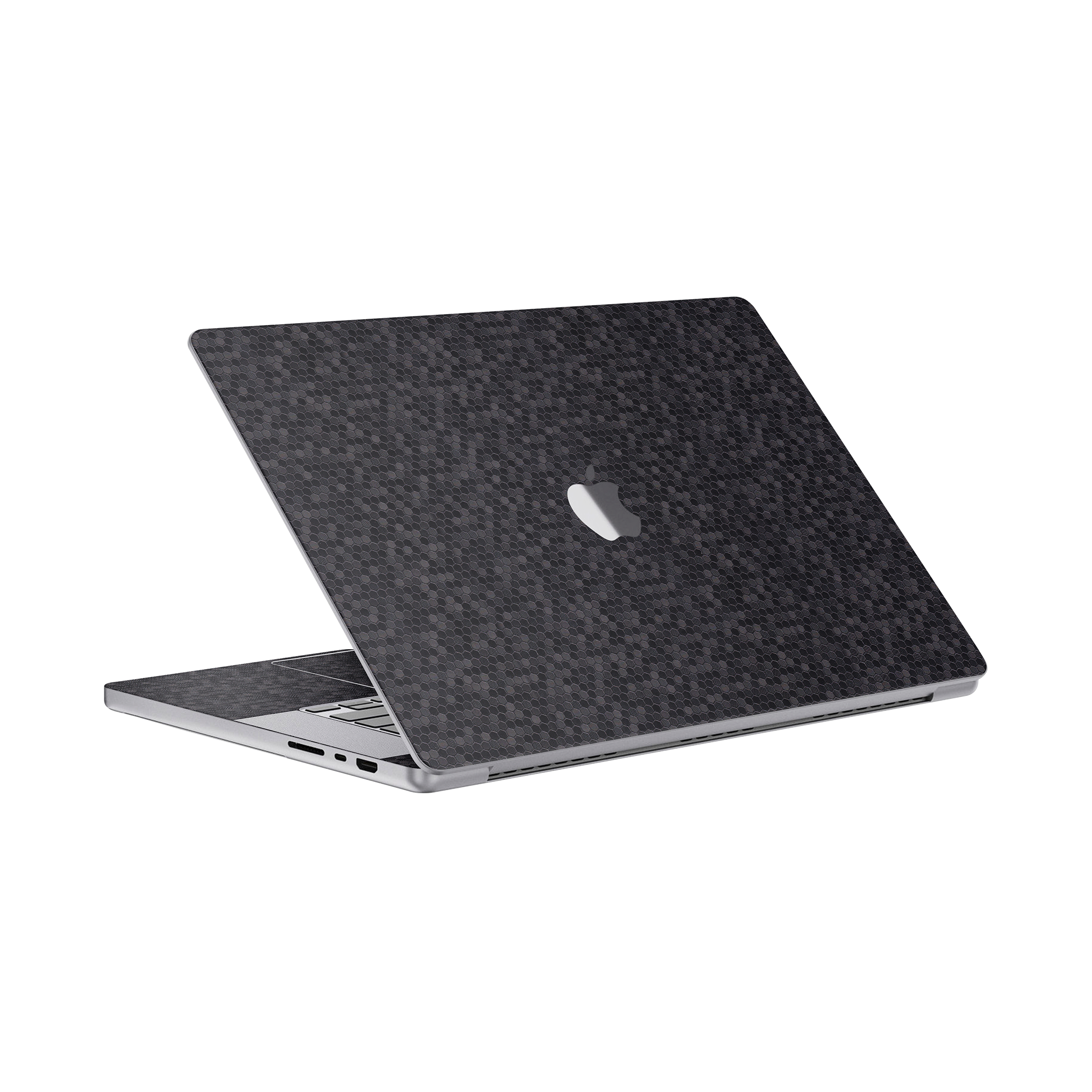 Macbook Pro 16 Angled top and inside Black Honeycomb