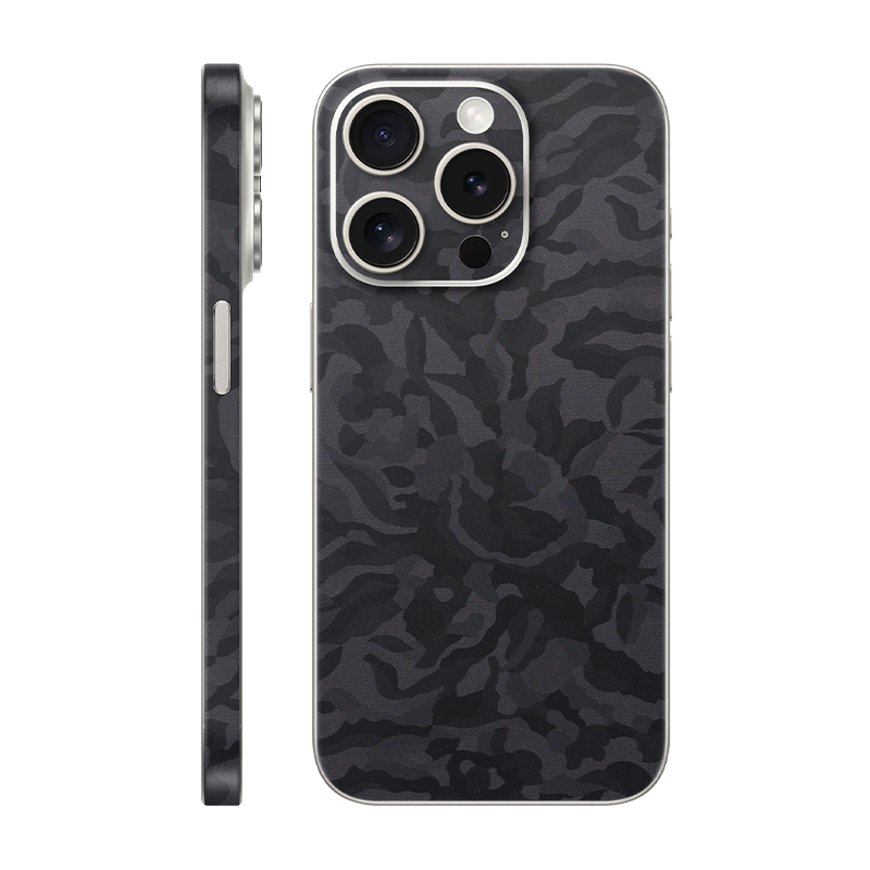 iPhone 15 Pro back + frame Without Logo Black Camo