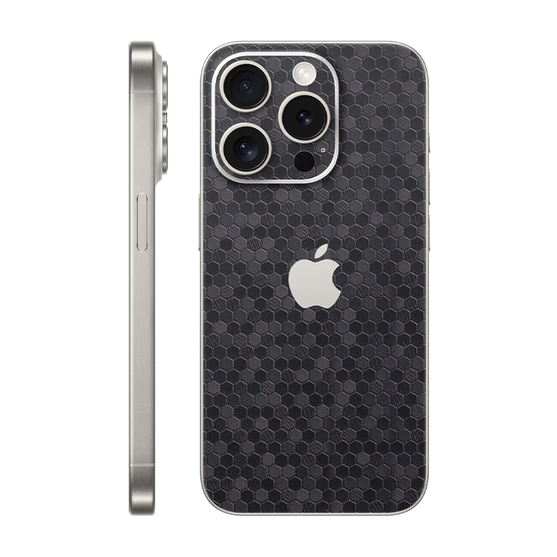 iPhone 15 Pro back Only With Logo Black Honeycomb
