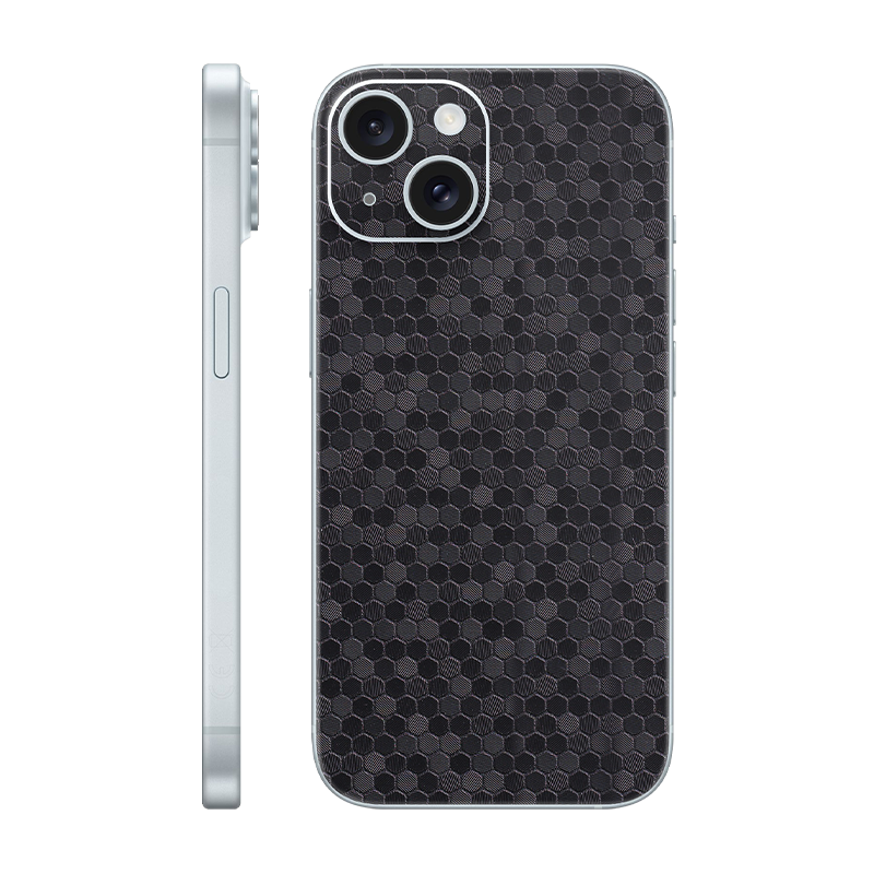 iPhone 15 back only Without Logo black honeycomb