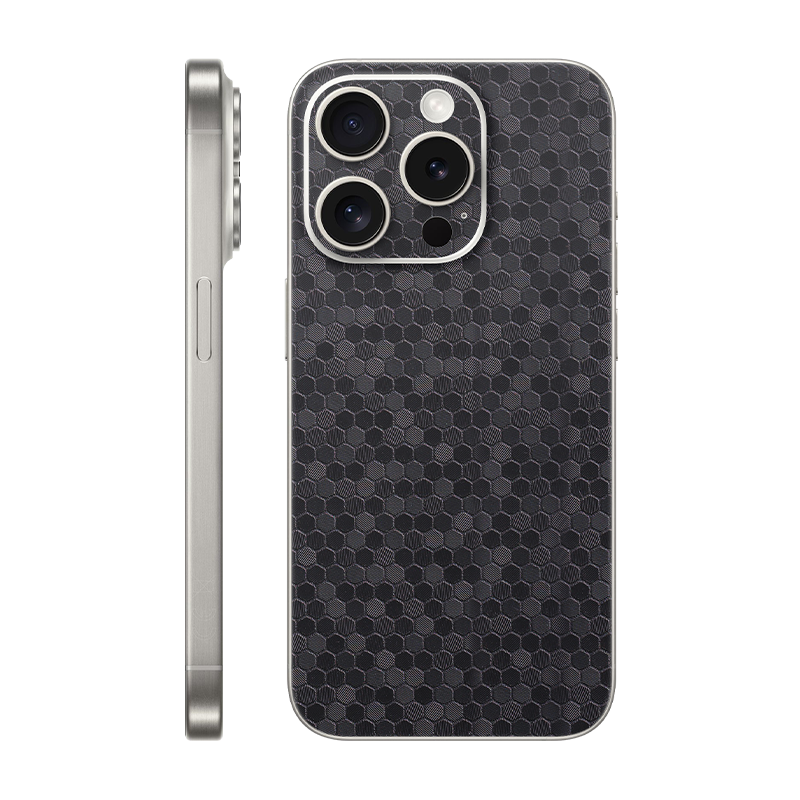 iPhone 15 Pro back Only Without Logo black honeycomb