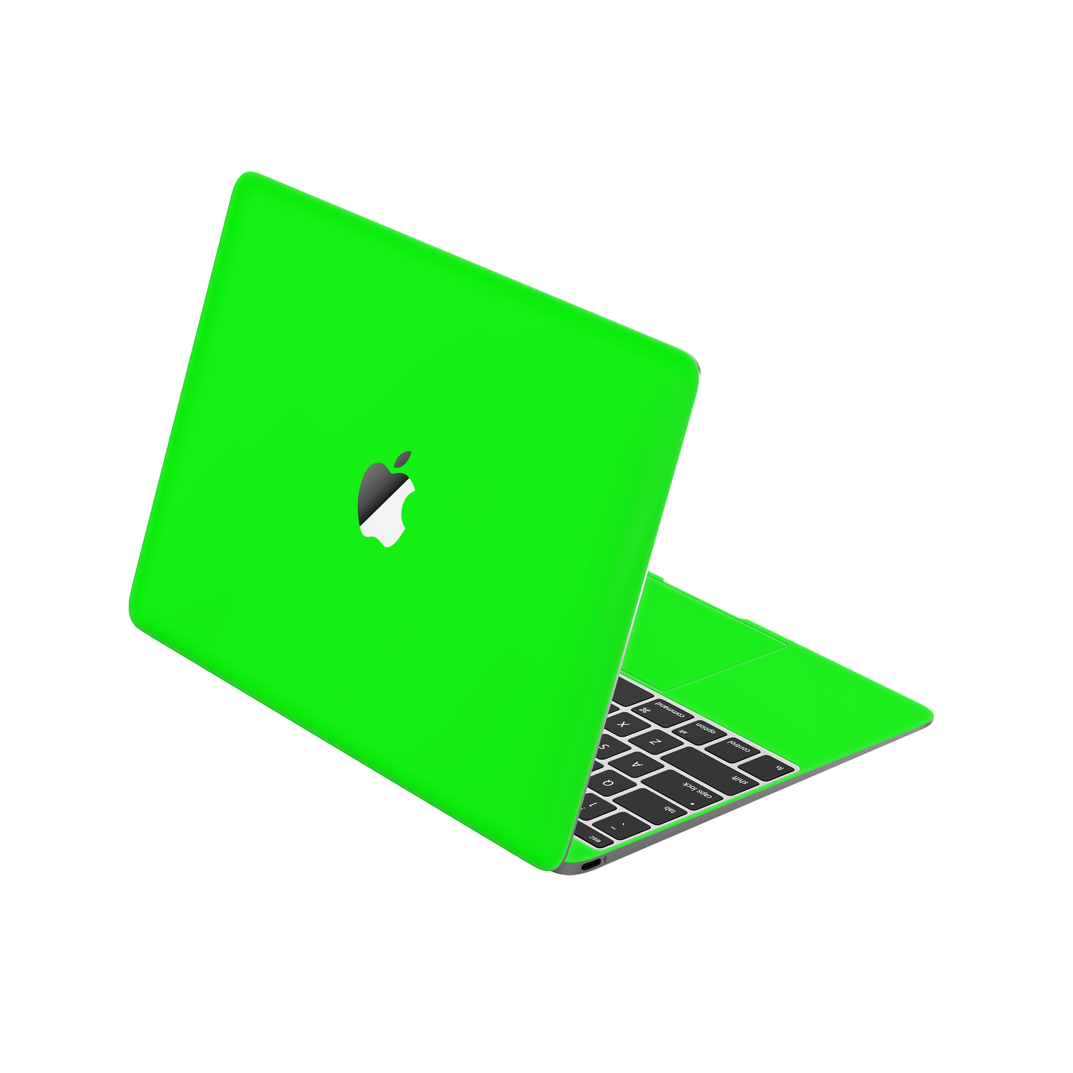 MacBook 12" (Early 2015) Angled top and inside Neon Green