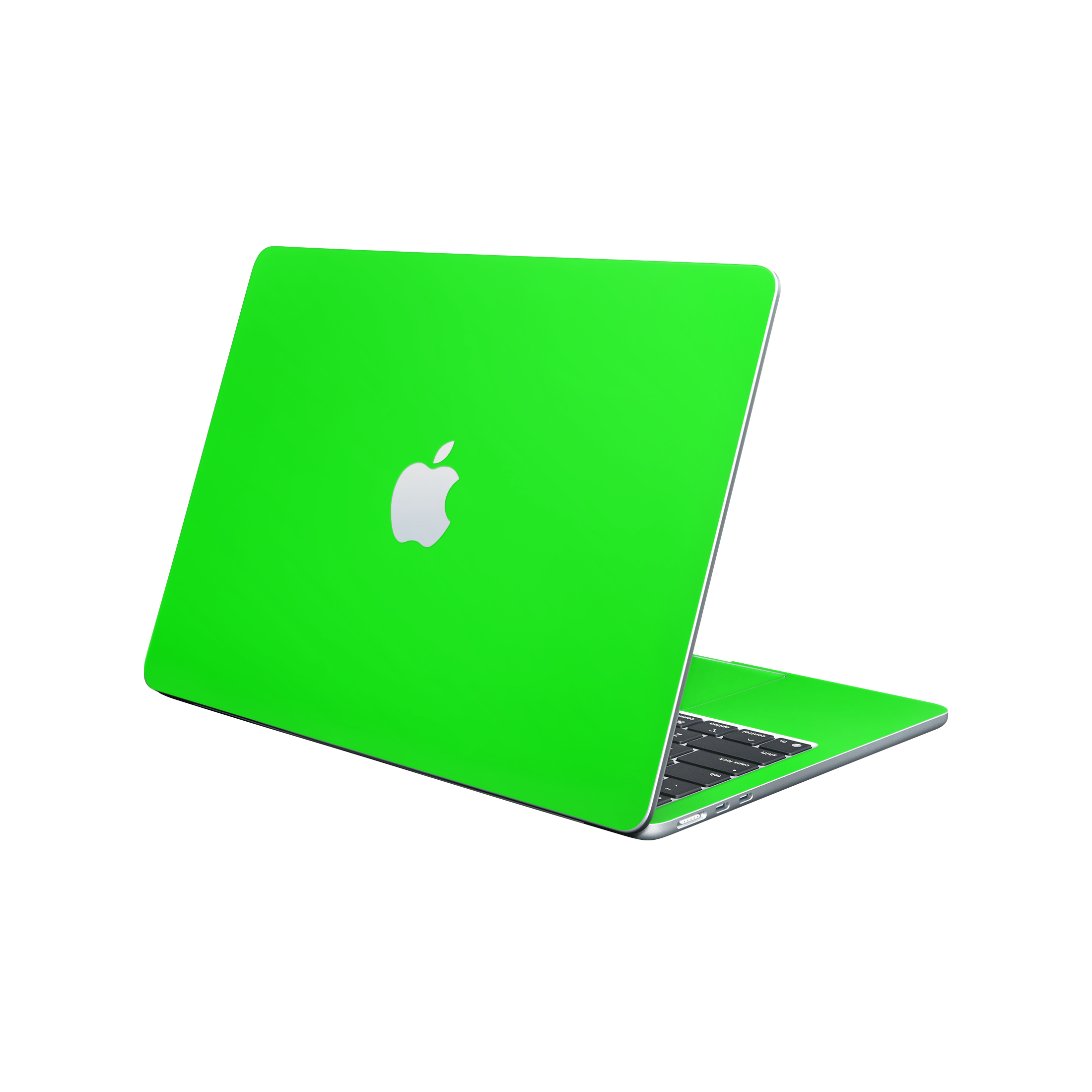 Macbook Air 13 M2 2022 Angled top and inside Neon Green