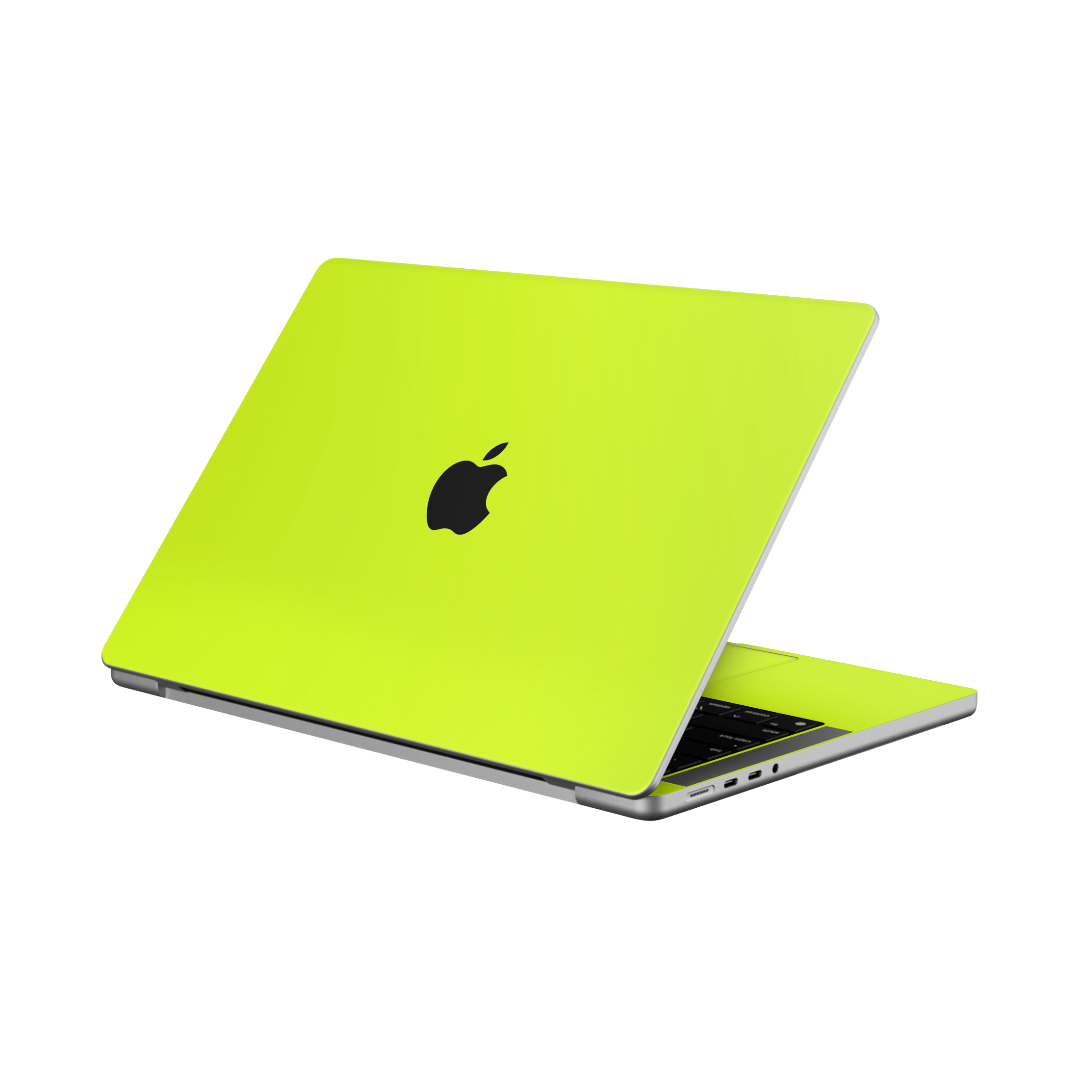 Macbook Pro 14 M5 2025 Angled top and inside Neon Yellow