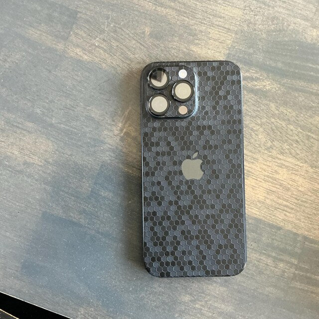 Real Customer Using Black Honeycomb Vinyl Skin on iPhone 16 Pro