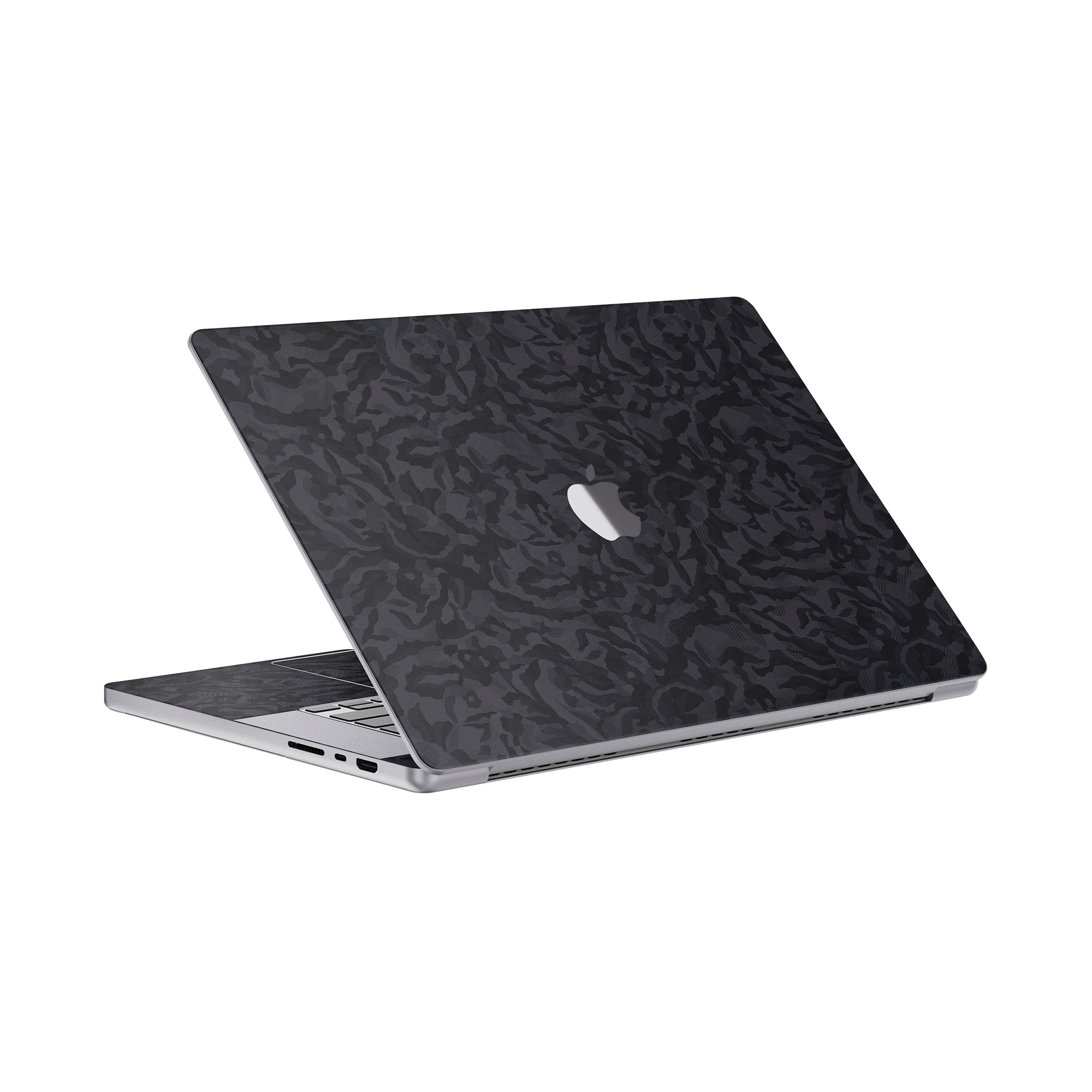 Macbook Pro 16 Angled top and inside Black Camo