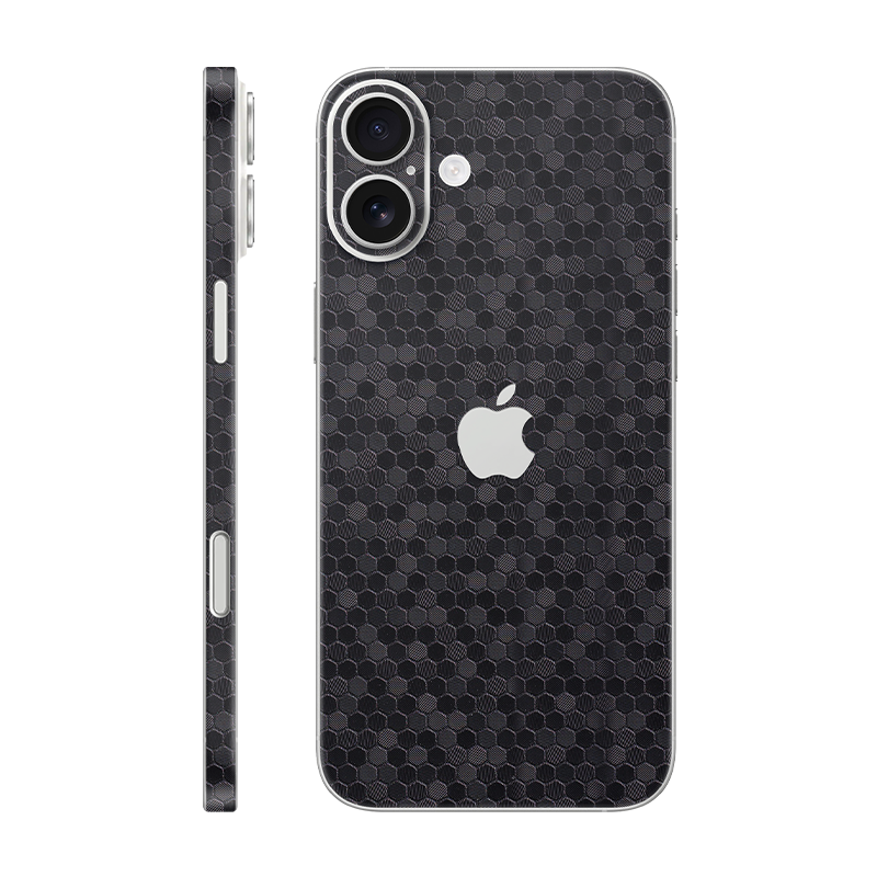 iPhone 16e back + frame With Logo black honeycomb
