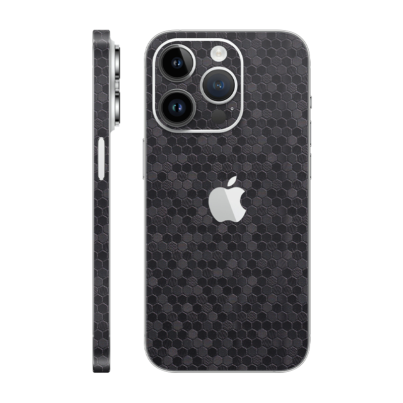 iPhone 14 pro back + Frame with Logo black honeycomb