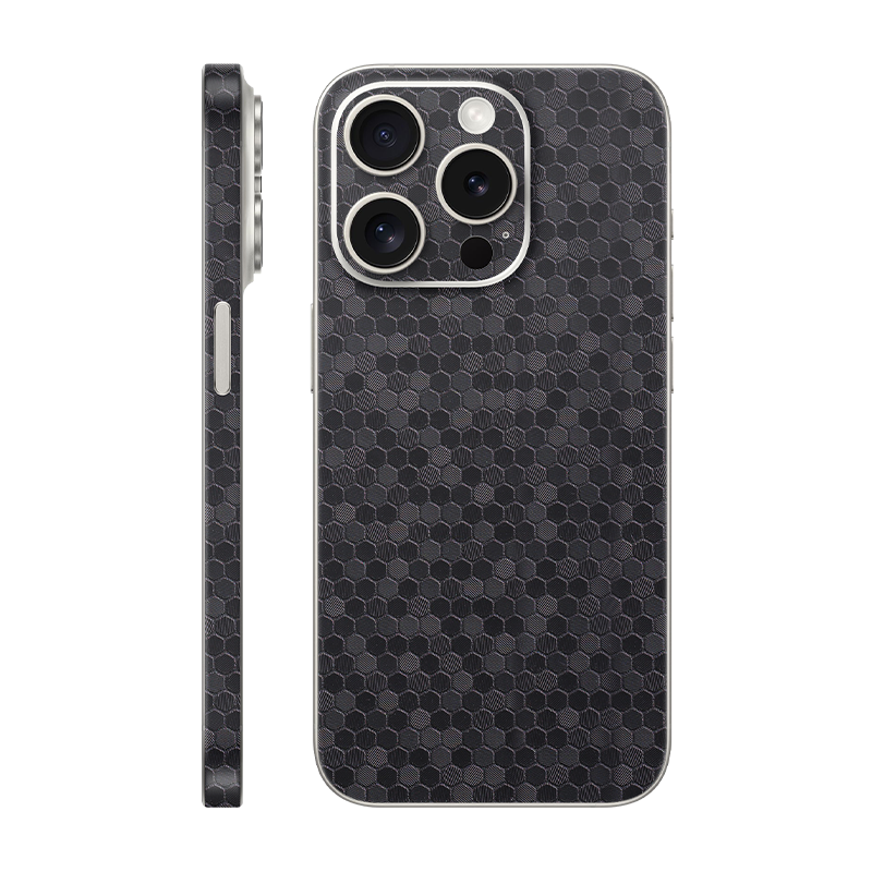 iPhone 15 Pro back + frame Without Logo Black Honeycomb