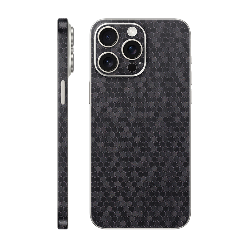 iPhone 15 Pro max back + frame Without Logo black honeycomb