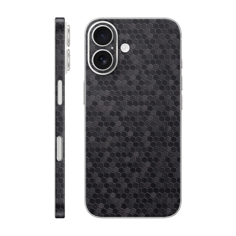 iPhone 16 back + frame Without Logo black honeycomb