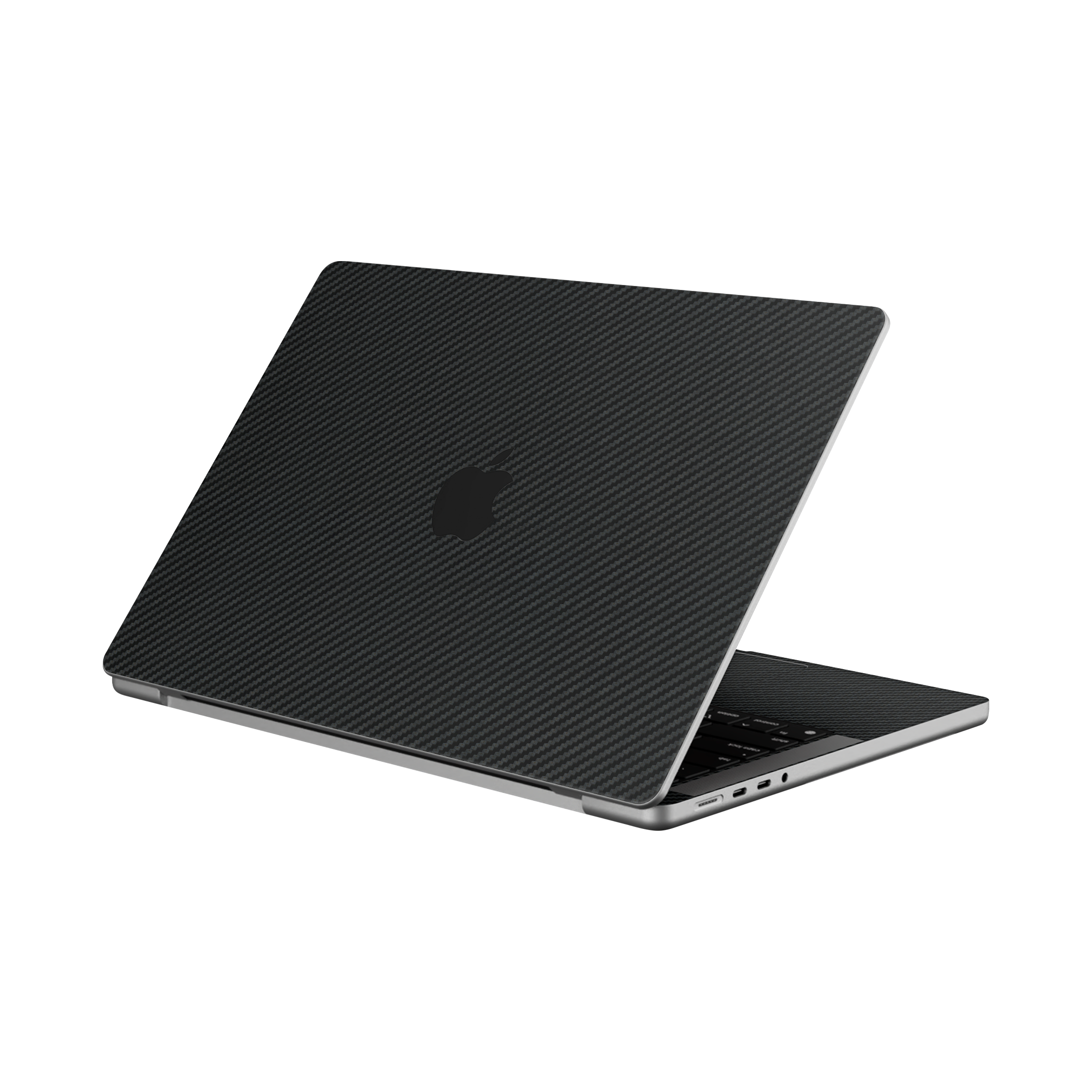 Macbook Pro 14 M5 2025 Angled top and inside Carbon