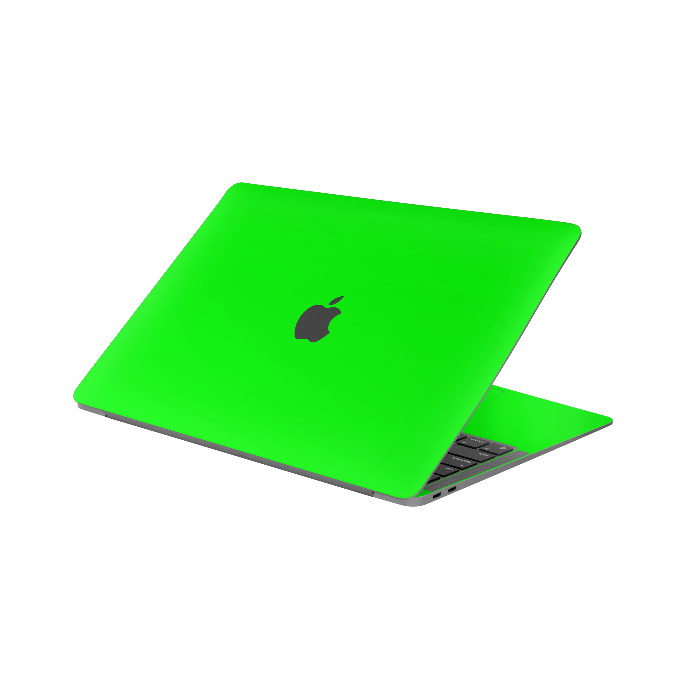 Macbook Air 13 M1 2020 Angled top and inside Neon Green