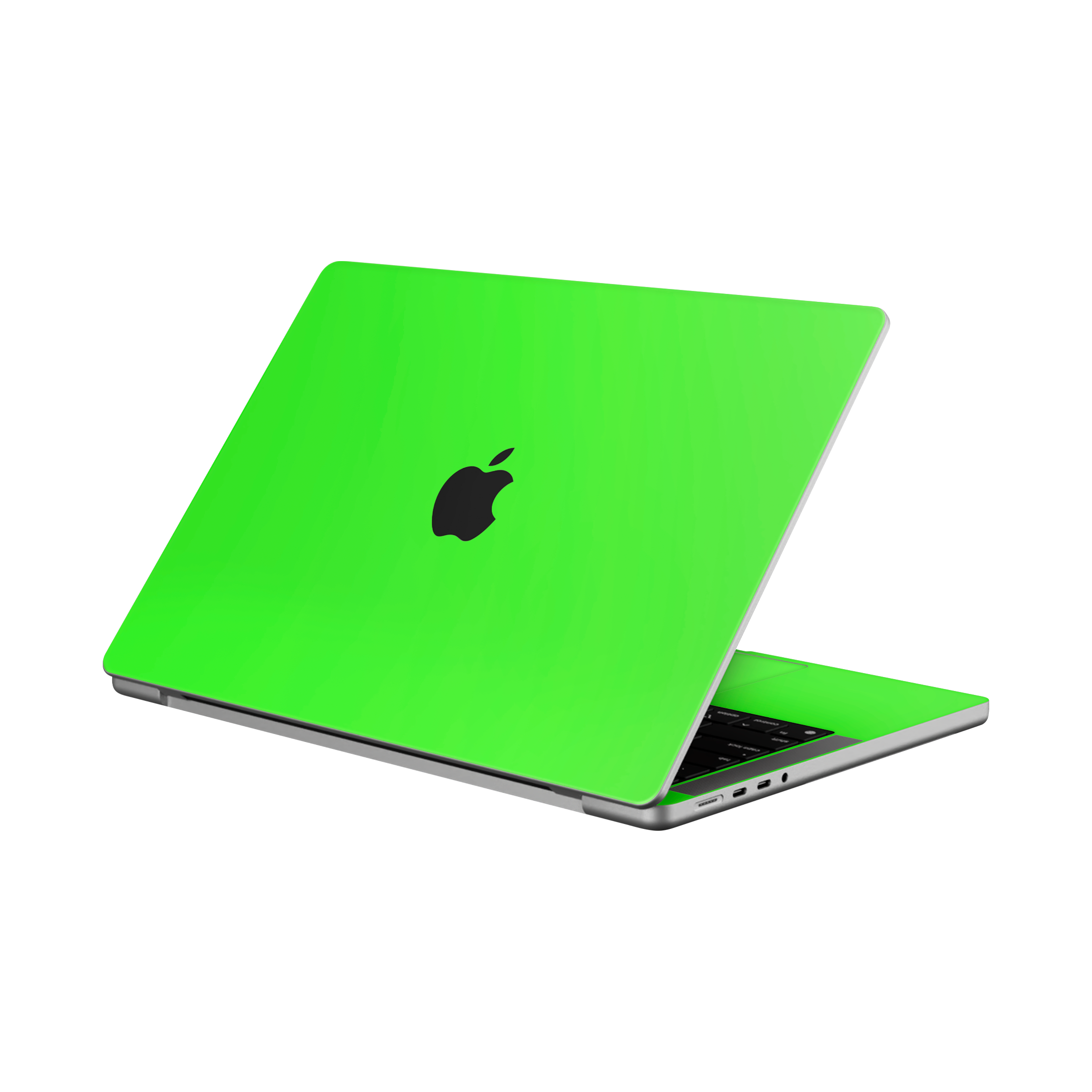 Macbook Pro 14 M5 2025 Angled top and inside Neon Green