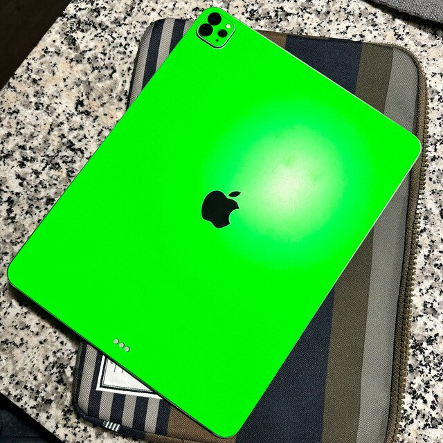 Real Customer Using Neon Green Vinyl Skin on Apple iPad