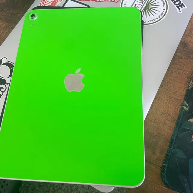 Real Customer Using Neon Green Vinyl Skin on Apple iPad