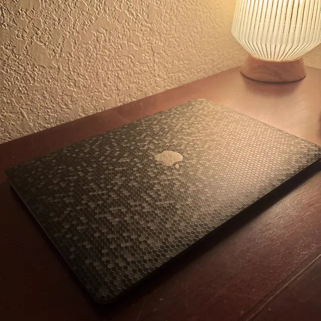 Real Customer Using Black Honeycomb Vinyl Skin on MacBook